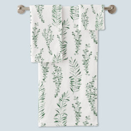 Conjunto De Toalhas Aquarela Botânica Folhagens