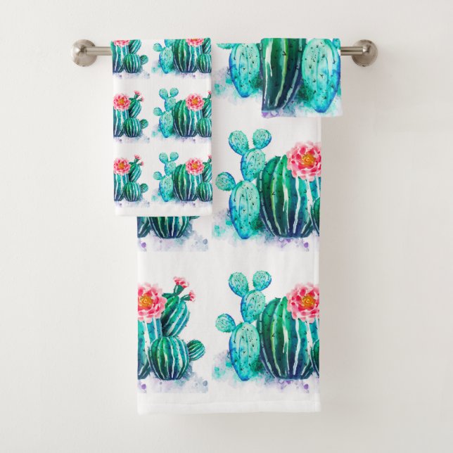 Conjunto De Toalhas aquarela Cactus (Insitu)