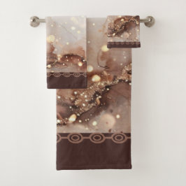 Conjunto De Toalhas Aquarela Marmoreada com Acentos de Largura