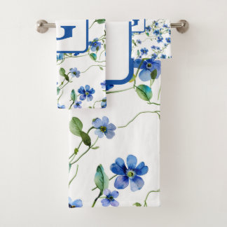 Conjunto De Toalhas aquarela me esqueceu não flores Monograma