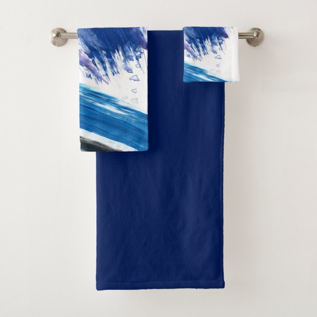 Conjunto De Toalhas Aquarela multimídia azul artística abstrata (Insitu)
