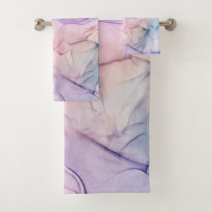 Conjunto De Toalhas Aquarela Pastel Etérea Tênue Fantasia Glam Ink