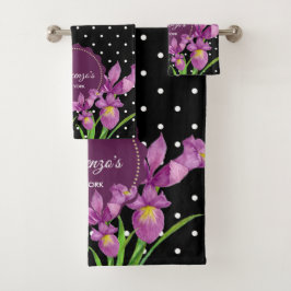 Conjunto De Toalhas Aquarela Púrpura Suspira Bolinhas Pretas Brancas