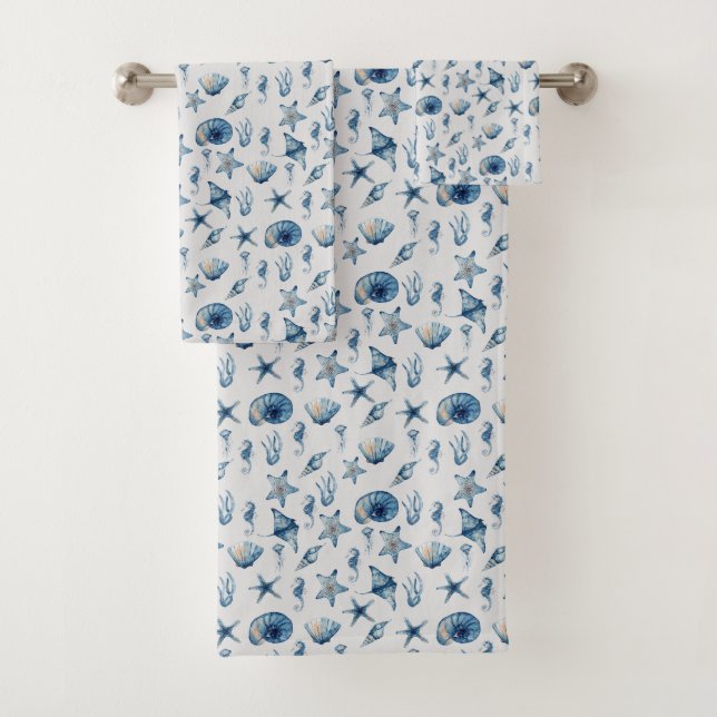 Conjunto De Toalhas Aquarela Sob O Padrão Marítimo (Insitu)