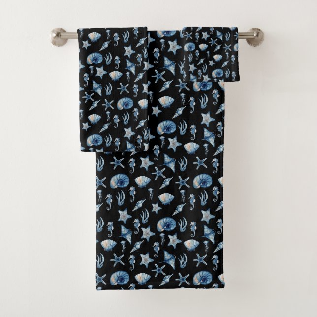 Conjunto De Toalhas Aquarela Sob O Padrão Marítimo (Insitu)