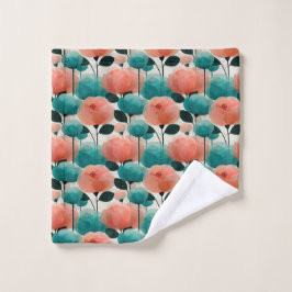 Conjunto De Toalhas Aquarela Vintage Floral Rosa e Verde