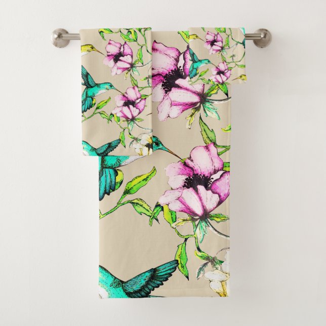 Conjunto De Toalhas Aquarelas e Flores Encantadas de Jardim Aquáticas (Insitu)