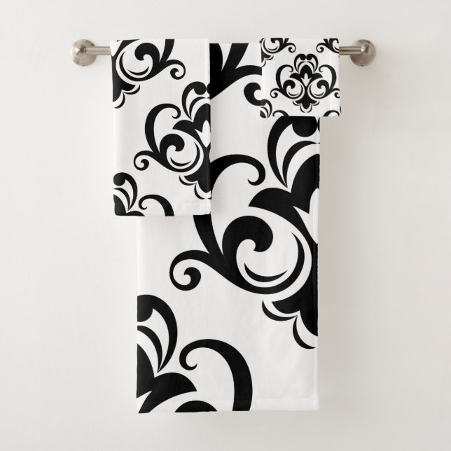 Conjunto De Toalhas Árabe Floral Negro e Branco  (Insitu)
