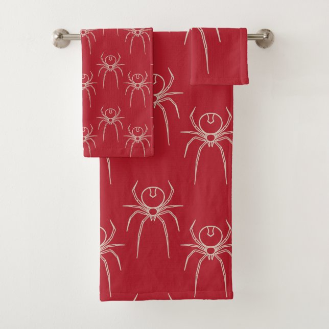 Conjunto De Toalhas Aranha - Vermelho Sanguíneo e Branco Osso (Insitu)