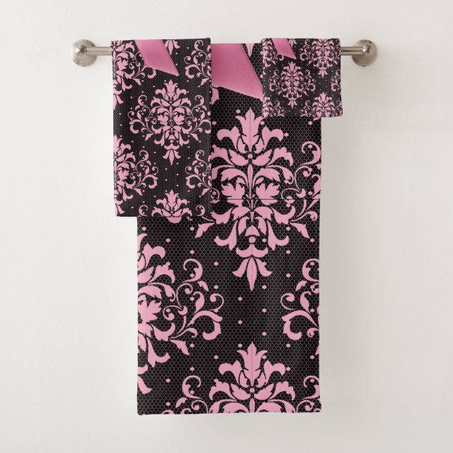 Conjunto De Toalhas Arco Cor-de-Rosa-Rosa-Glama-Preto-Lace (Insitu)
