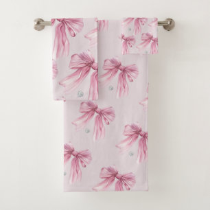 Conjunto De Toalhas Arco de coquetes cor-de-água-rosa