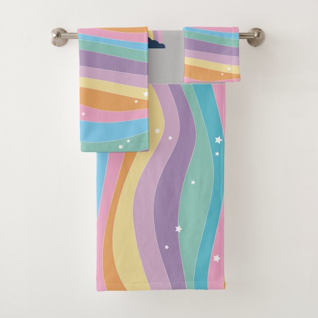 Conjunto De Toalhas Arco-íris Colorido da Moda, Estrelas (Insitu)