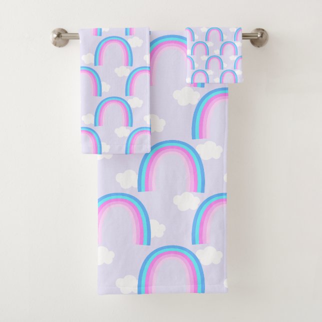 Conjunto De Toalhas Arco-íris com Nuvem Roxa (Insitu)