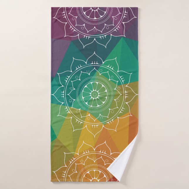 Conjunto De Toalhas Arco-íris mandala geométrica moderna yoga india de (Toalha de Banho)