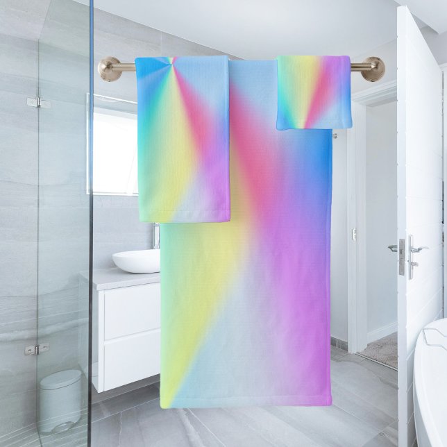 Conjunto De Toalhas Arco-íris pastel iridescente moderno (Criador carregado)