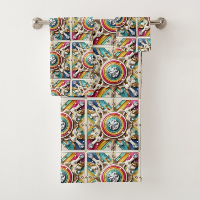 Conjunto De Toalhas Arco-íris Retro Moderno de Meados do Século (Insitu)