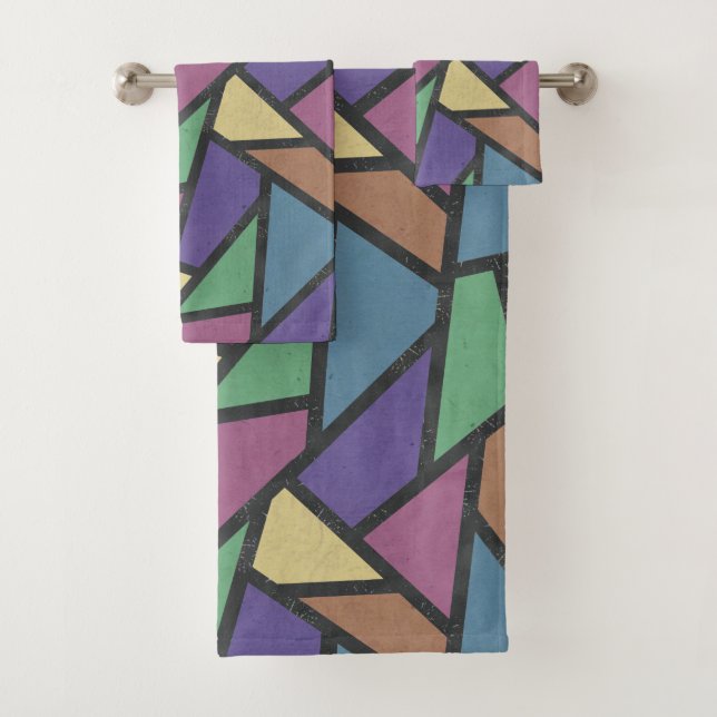 Conjunto De Toalhas Arco-íris torto cores padrão do mosaico (Insitu)