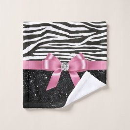 Conjunto De Toalhas Arco Rosa-Glama-Zebra-Impressão-Espelho-Preto