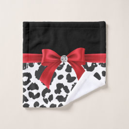 Conjunto De Toalhas Arco Vermelho Glam-Branco-Leopardo-preto