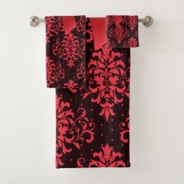 Conjunto De Toalhas Arco Vermelho Glam-Vermelho-Lace-Preto