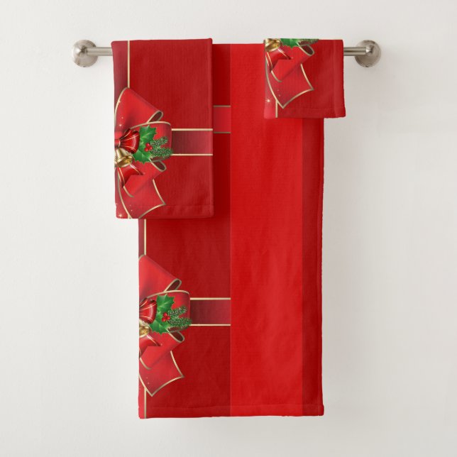 Conjunto De Toalhas Arcos de Natal Vermelho Sinos Feriados Bandas (Insitu)