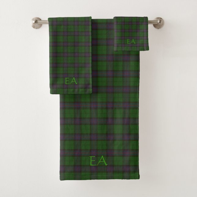 Conjunto De Toalhas Armstrong Oficial Clan Tartan com as suas iniciais (Insitu)