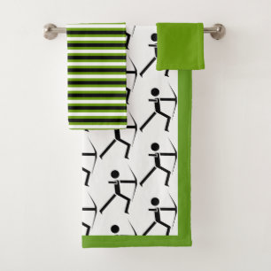 Conjunto De Toalhas Arqueiro com suas listras pretas & verdes do arco