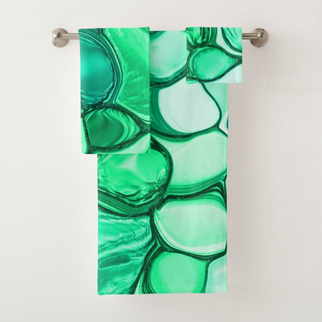 Conjunto De Toalhas Arredondar como pedras em tons de verde claro para (Insitu)