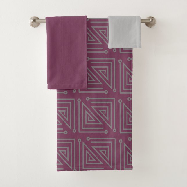 Conjunto De Toalhas Art Deco Cinzas Mazes Bandas (Insitu)
