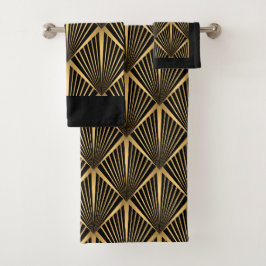 Conjunto De Toalhas Art Deco Costas E Dourado