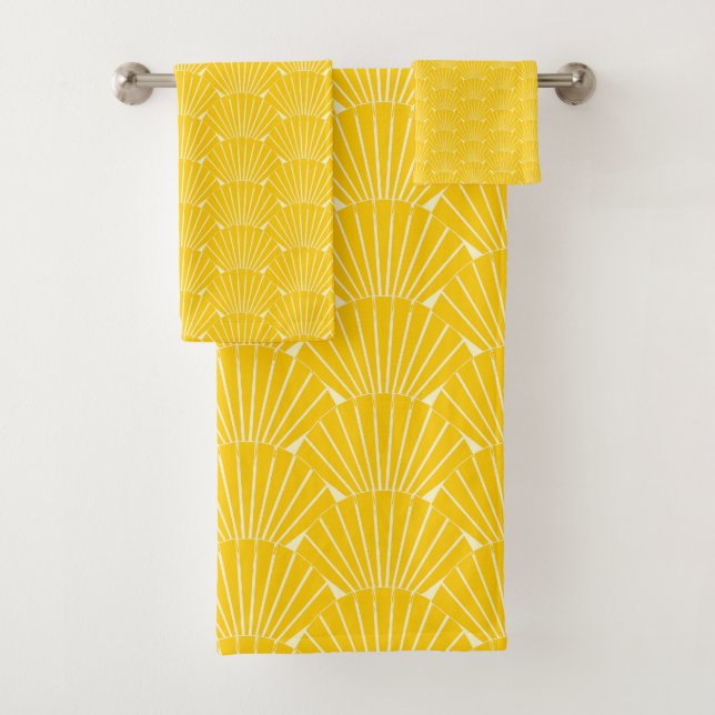 Conjunto De Toalhas Art Deco Design Yellow (Insitu)