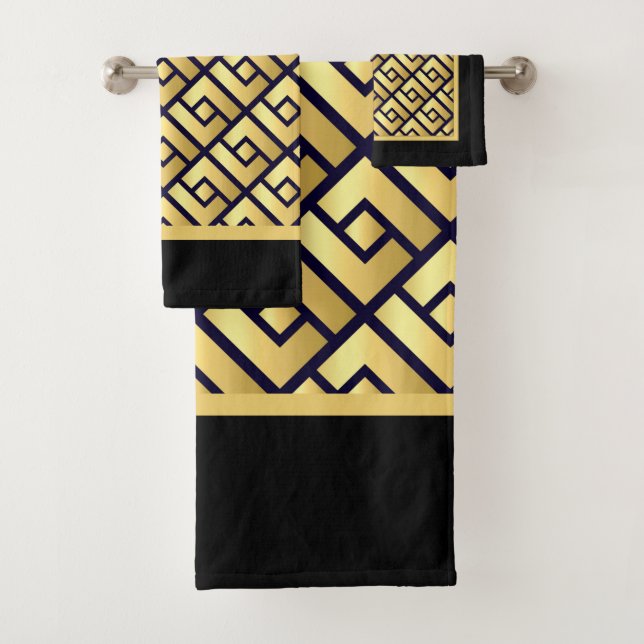 Conjunto De Toalhas Art Deco Dourado (Insitu)