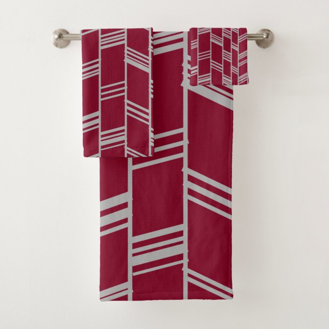 Conjunto De Toalhas Art Deco Maroon (Insitu)