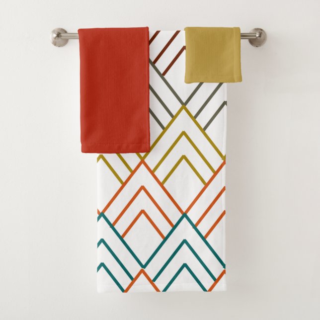 Conjunto De Toalhas Art Deco Montanhas Bath Towel Set (Insitu)