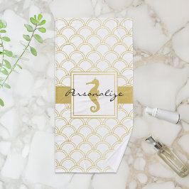 Conjunto De Toalhas Art Deco Ocean Wave Patten Dourada Glitter Seacava