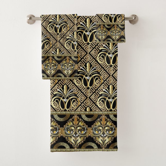 Conjunto De Toalhas Art Deco Ouro (Insitu)
