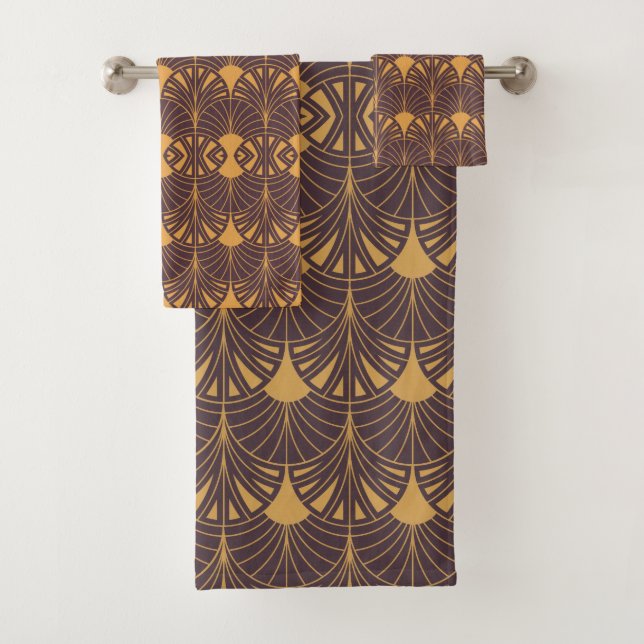 Conjunto De Toalhas Art Deco pattern with fan-shaped motifs  (Insitu)