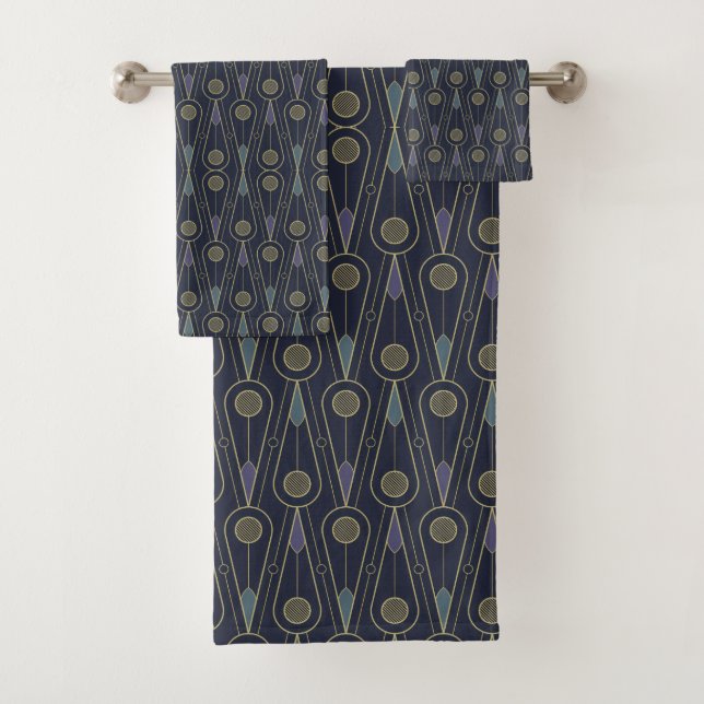 Conjunto De Toalhas Art Deco pattern with geometric shapes in gold (Insitu)