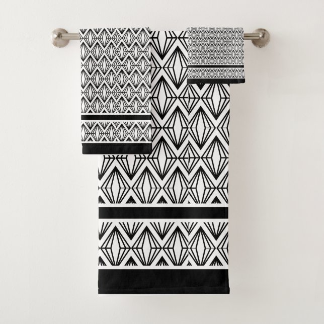 Conjunto De Toalhas Art Deco Preto e Branco (Insitu)