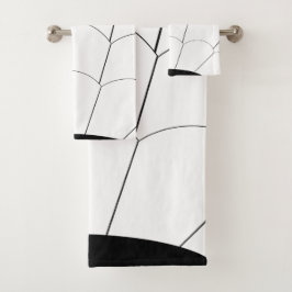 Conjunto De Toalhas Art Deco Shell Design Preto e Branco