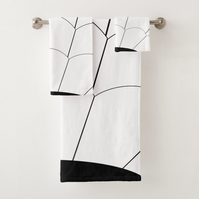 Conjunto De Toalhas Art Deco Shell Design Preto e Branco (Insitu)