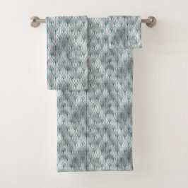 Conjunto De Toalhas Art Deco Silver Teal Graphic