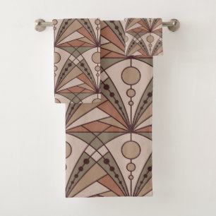 Conjunto De Toalhas Art Deco (tons naturais de terracota)