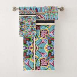 Conjunto De Toalhas Art nouveau abstrato colorida arte têxtil azul