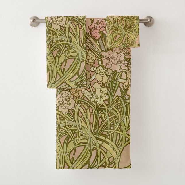 Conjunto De Toalhas Art Nouveau Alfonse Mucha Floral (Insitu)