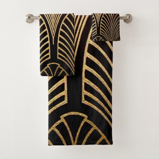 Conjunto De Toalhas Art nouveau, art deco, padrão do ventilador, bronz (Insitu)