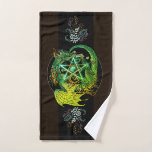Conjunto De Toalhas Art Nouveau Pentacle Dragon Chá Cortina