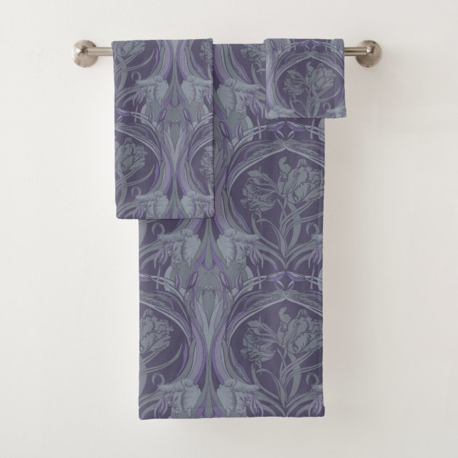 Conjunto De Toalhas Art Nouveau Tulipas em Torres Periwinkle Bath (Insitu)