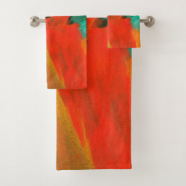 Conjunto De Toalhas Arte abstracta que pinta o verde Dourado