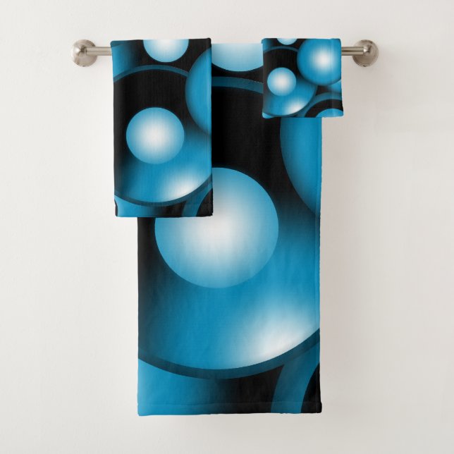 Conjunto De Toalhas Arte Abstrata de Círculo Orbital Concêntrico em Az (Insitu)